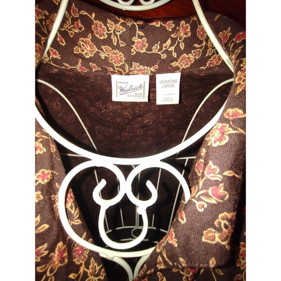 5/$25 Sz L Button Up Blouse Top L/S Floral Gold Brown Boho Cottage - Picture 3 of 5